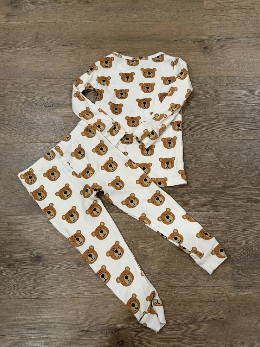 Siix organic cotton bear pajamas set long sleeve gender neutral